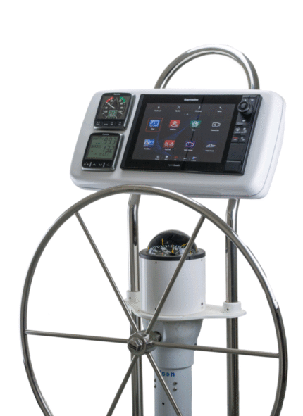 GP1170-05 SystemPod Pre-Cut for Raymarine Axiom Pro 12/Axiom 2 Pro 12/eS127/eS128 on the right AND 2 additional instruments (3.6″ holes) on the left for 9.5″ wide guard